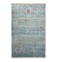 Hoom Rugs Nepal ZR 15 Yün Viskon Tensel Aqua Multy Otantik Modern Uşak Desenli Halı (Çok Renkli)