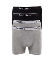 4 adet Feelline Siyah ve Gri Pamuklu Doğal Likralı Erkek Boxer