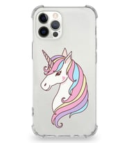Apple iPhone 12 Pro Uyumlu Köşe Korumalı Antişok  Kapak Unicorn Tasarımlı Şeffaf Silikon Kılıf