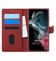 Microsonic Samsung Galaxy S22 Ultra Kılıf Fabric Book Wallet Kırmızı