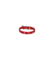 Cattie Gerçek Deriden El Yapımı Taşlı Kedi Boyun Tasması 1x21-25cm - Red