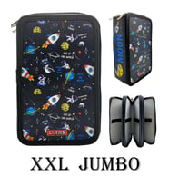 XL Jumbo Model Astronot Kalem Kutusu Organizer Kalemkutu 3 Bölmeli Kalemlik Siyah