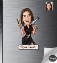 Kişiye Özel Kuaför Kadın Ahşap Magnet -2