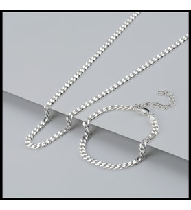 Gümüşistan 925 Ayar Gümüş Gurmet Zincir Kolye-Bileklik Set