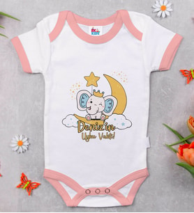 BK Kids Kişiye Özel Pembe Bebek Body Zıbın - Model 131