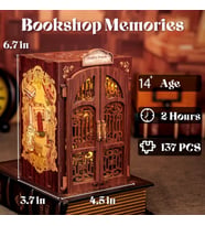 Bookshop Memories - CUTEBEE 2024 Yeni Stil Mini Book Nook Kiti, Kendin Yap Oyuncak Bebek Evleri, Minyatür Ev Kiti, LED Işıklı, Booknook Evleri, Yetişkinler Için Model Yapı Setleri (SD01B-AMZ01)