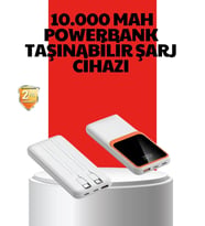 10000 Mah Taşınabilir Powerbank Çift Çıkışlı Type-c Ve Lightning Uyumlu