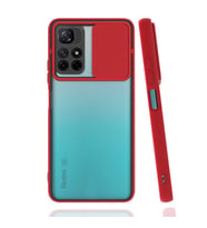 Xiaomi Poco M4 Pro 5G Kılıf Lensi Sürgülü Kamera Koruyucu Kılıf (Kırmızı)
