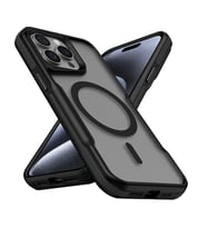 iPhone 14 Pro Max Kılıf M-safe Şarj Özellikli Renkli Kenar Airbag Şeritli Lamer Kılıf (Siyah)