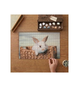Sepetin İçindeki Minik Tavşan Tasarımı 240 parça Ahşap Puzzle Ahşap Kutuda MP08559