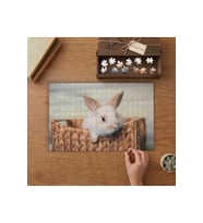 Sepetin İçindeki Minik Tavşan Tasarımı 240 parça Ahşap Puzzle Ahşap Kutuda MP08559
