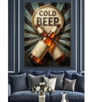 Cold Beer Retro Bira Tabelası Dekoratif Kanvas - Mdf Ahşap Tablo
