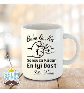 İsme ve Babalar Gününe Özel Kupa Bardak ve Anahtarlık Hediye-2