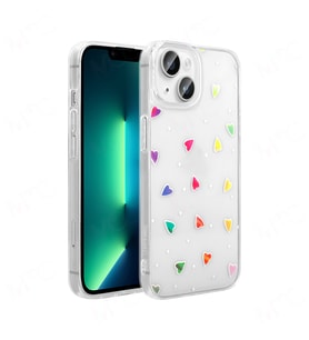 iPhone 13 Kılıf Şeffaf Figürlü Folk Sert Kılıf Kalp