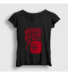 Presmono Kadın Beyaz Washing Machine Heart Mitski T-Shirt 545779tt (Siyah)