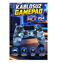 PS4 Uyumlu Kablosuz Gamepad Siyah – Çift Motorlu Titreşim, Bluetooth, 10 m Menzil
