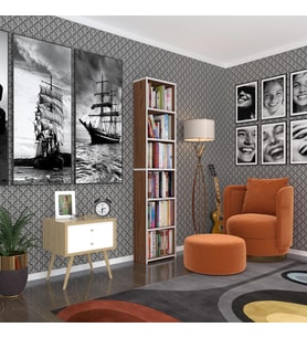 Kenzlife kitaplık süper ga 180*40*19 cvz 6 katlı tek bölme çift bölme opsiyonlu ofis mutfak banyo dolabı arkalıksız (Karışık)