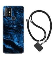 INFINIX Hot 8 9 10 11S Hot 10 Play 10T Kılıf Boyun Askılı Silikon Blue MArble 1379