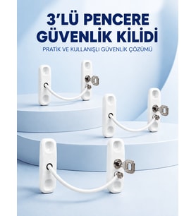 3 Adet Pencere Güvenlik Kilidi Esnek Bağlantılı Anahtarlı Koruma Seti