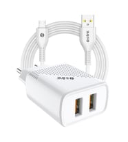 S-link SL-EC50 12w Hızlı Şarj 5V 2400MA İphone Kablolu 2 USB Çıkışlı Beyaz Ev Şarj Adaptörü