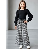 Kız Çocuk 2'li Takım (Pantolon+Sweat Bluz) 6-10 Yaş 12496 MODANINO (Siyah)