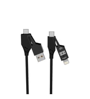 Şarj Kablosu 4in1 Type-C Lightning Usb-A Super Hızlı Akordiyonlu 4IN1 65W Kablo (Siyah)