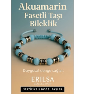 Sertifikalı Akuamarin Fasetli Taşı Bileklik 6x6 mm – Duygusal Denge ve Sakinlik Taşı (Çok Renkli)