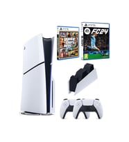 Sony Playstation 5 Slim CD'Lİ Edition +2.Dualsense + Şarj İstasyonu+ PS5 FC 24 + PS5 GTA 5 (Beyaz)