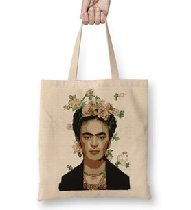 Frida Kahlo 8 Bez Çanta Uzun Saplı