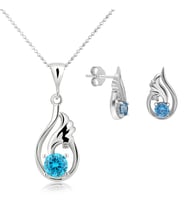 Topaz Melek Kanadı 0.04 carat Pırlanta Gümüş Kolye Küpe Seti ei09