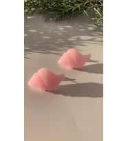 Parlak Pembe Renkli İstiridye Şekilli Küpe Gümüş Aksesuarlı El Yapımı Epoksi Hediyelik