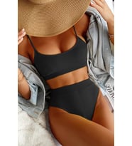 Angelsin Yüksek Bel Özel Kumaş BiKini Altı (Siyah)