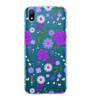 Huawei y5 2019 Uyumlu Kapak Flowers Tasarımlı Şeffaf Silikon Kılıf