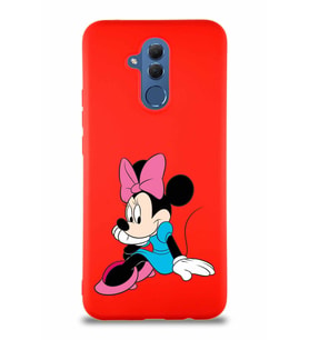 Huawei Mate 20 Lite Soft Premier Kapak Minnie Mouse-E Tasarımlı Silikon Kılıf - Kırmızı (Şeffaf)