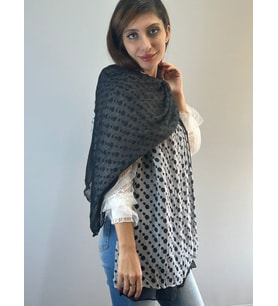 PUANTİYELİ ÇİFT KATLI KADIN FULAR ŞAL 170X50 CM (Gri)