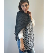 PUANTİYELİ ÇİFT KATLI KADIN FULAR ŞAL 170X50 CM (Gri)