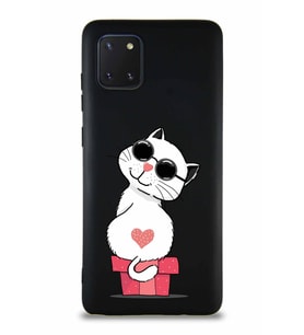Samsung Galaxy A81 Soft Premier Kapak Coolcat Tasarımlı Silikon Kılıf - Siyah (Şeffaf)