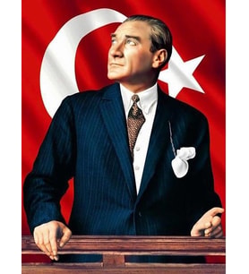 Atatürk ve Bayrak Sayılarla Boyama Seti 40x 50 cm (Tuvale Gerili)