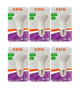 (6 Adet) Şavk 8W (54W) Sarı Işık (3000K) E27 Duylu (Kalın Duy) Led R63 Ampul