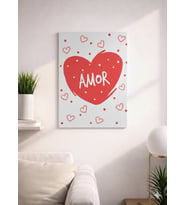 AMOR YAZILI ZARİF KALP DETAYLI  MDF TABLO (27X18)