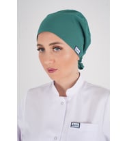 Düz Ameliyat Yeşili Renk Tesettür Doktor Hemşire Hastane Medikal Tesettür Cerrahi Bonesi