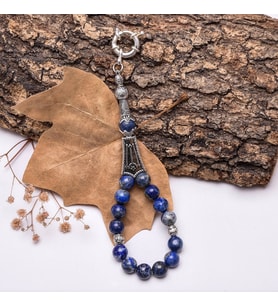 Lapis Lazuli Doğaltaşı Tesbih Model Anahtarlık (Çok Renkli)