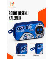 Çift Bölmeli Astro Mavi Kalem Çantası, Şık ve Kullanışlı Tasarım
