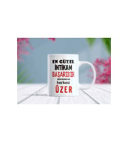 En Güzel İntikam Başarıdır Yazılı Kupa Bardak (Beyaz)