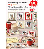 Zarif Vintage 7x7 – 6’lı Set Dekoratif Kare Tasarım