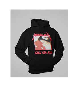 Metallica Kill 'Em All Yazılı Unisex Oversize Rock Metal Grubu Hoodie