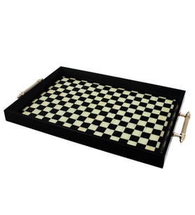 Glore A08-006 Damalı El Geçmekli Tepsi 31x46 Cm 81829