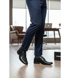 Enoch Hakiki Deri Siyah Bağcıklı Klasik Erkek Ayakkabı