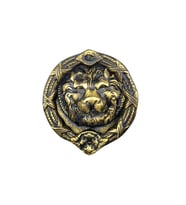 Antika Tarz Dekoratif Pirinç Aslan Kapı Tokmağı, Taktak - 185 mm, Antik