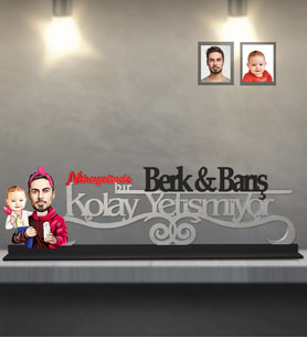 Kişiye Özel Babalar Günü Baba Erkek Çocuk Karikatürlü Kolay Yetişmiyor Ahşap Biblo Model-3